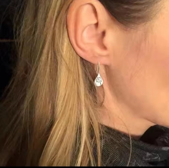 Earrings Women's Dandelion Vintage Silver Dangle New f42 - Picture 3 of 3